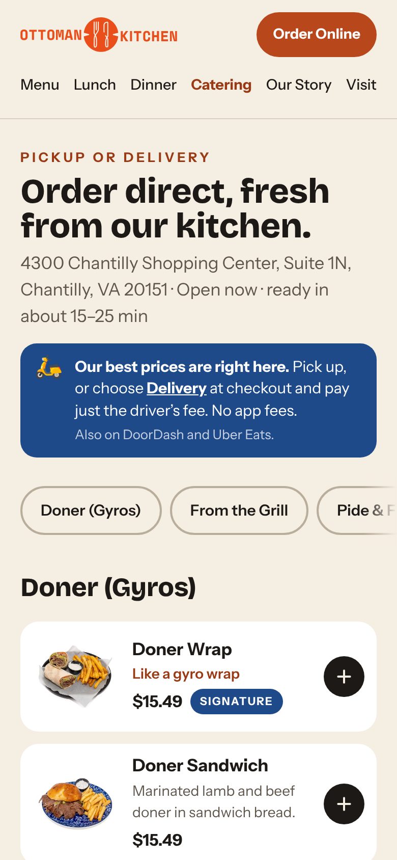 Order online: pickup or delivery
